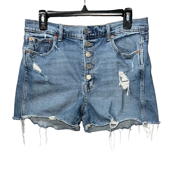 GAP Denim Women’s Distressed Blue Jean Shorts Size 31 - Picture 1 of 4